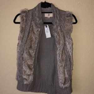 Lost For Her Grey Faux Fur Sleeveless Vest
